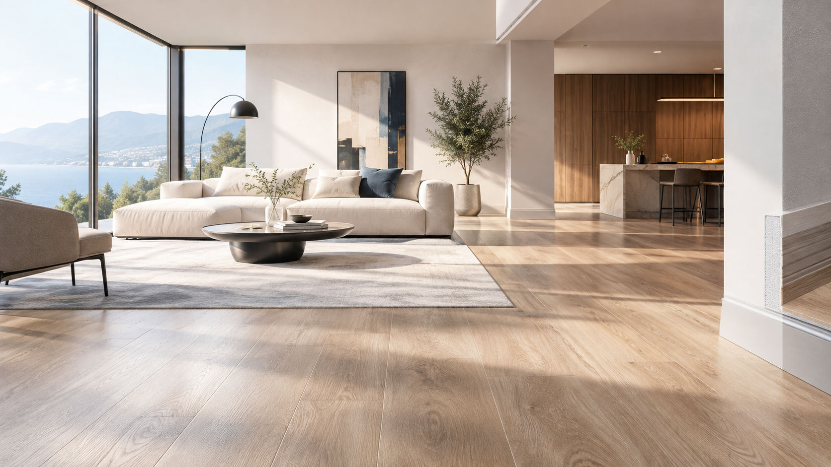 Modern interior showcasing flooring and finishing materials